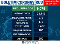 Quantidade de casos positivos e mortes em Penápolis desde o começo da pandemia