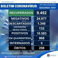 Quantidade de casos positivos e mortes em Penápolis desde o começo da pandemia