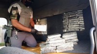 Foram encontrados pelos policiais 225 tijolos de cocaína; droga pesou mais de 245 quilos