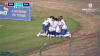 Jogadores do CAP comemoram o gol de Luizinho contra a Francana