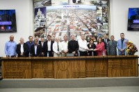 Beto Colnaghi e esposa Tânia, Maura Fator, Caíque Rossi, Rubinho Bertolini, Adelmo Pinho, Firmino Ribeiro e vereadores