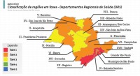 Mapa das fases de relaxamento da quarentena segundo DRTs de São Paulo