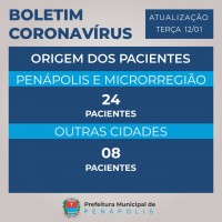 Quantidade de pacientes e suas origens