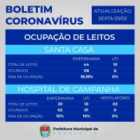 Ocupação de leitos no Hospital de Campanha e Santa Casa