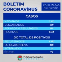 Quantidade de casos positivos e mortes em Penápolis desde o começo da pandemia